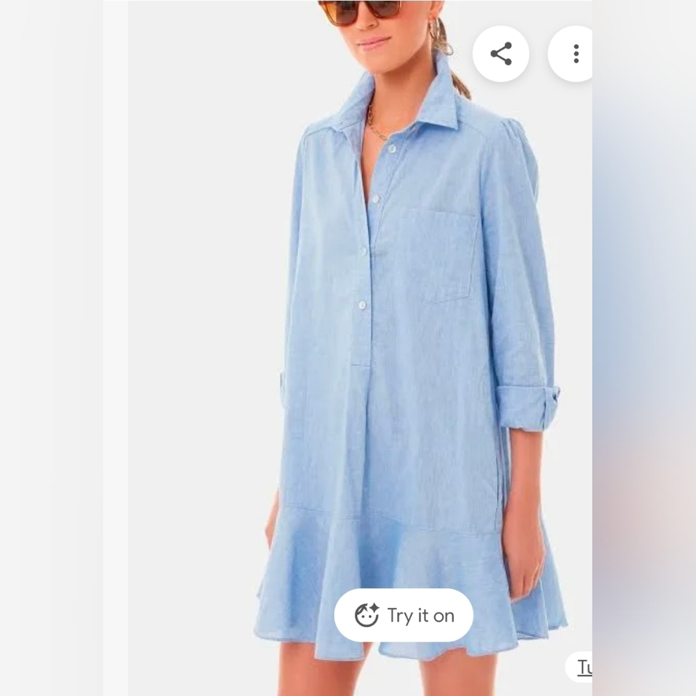 Tuckernuck Pale Blue Mini Shirt Dress